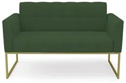 Sofá Namoradeira e 1 Poltrona Base Industrial Dourado Ana Veludo Verde