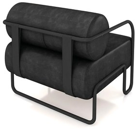 Poltrona Sala de Estar Industrial Preto Kit 2 Ameli Sintético PU K01 - D'Rossi - Preto
