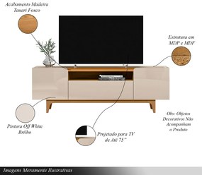 Conjunto Painel Rack Bancada Singapura/Flórida TV até 75 Polegadas Tauari/Off White G77 - Gran Belo