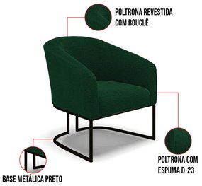 Cadeira Sala de Jantar Industrial Preto Kit 2 Stella Bouclê D03 - D'Rossi - Verde Menta