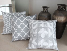 3 Capas para Almofadas Confort Veludo Geométrico Cinza 50x50cm