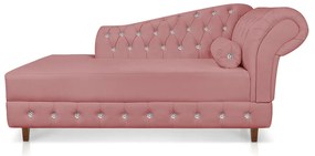 Divã Chesterfield 165 cm Capitonado com Strass Suede Rosê - D'Rossi