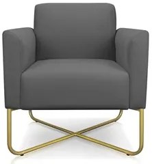 Kit 2 Poltronas Decorativas Base Industrial X Dourada Maressa S08 Sued