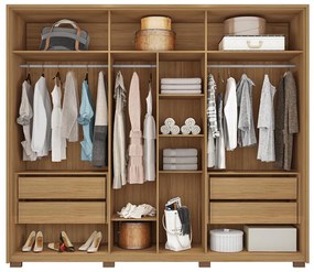 Guarda Roupa Casal 6 Portas de Bater 4 Gavetas Batroun MDP Buriti G11 - Gran Belo