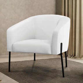 Poltrona Decorativa Pé de Ferro Preto Stella Sintético  D03 - D'Rossi - Branco
