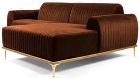 Sofá 4 Lugares Bipartido com Chaise Lado Esquerdo Base de Madeira Euro 265 cm Veludo Telha G15 - Gran Belo