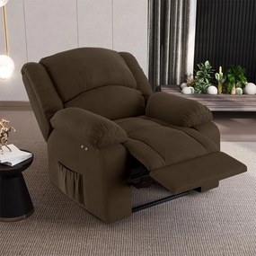 Poltrona do Papai Reclinável Sala de Cinema Madrid Power Touch USB Veludo Marrom G23
