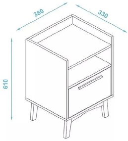 Criado Mudo Mesa de Apoio 1 Gaveta Branco Castanho