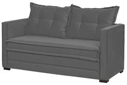 Sofá Cama Casal Articulável 2 Lugares Londres Suede Cinza Escuro - D'M