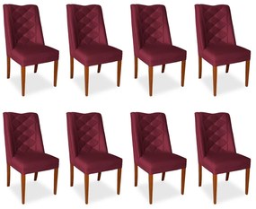 Kit 8 Cadeiras de Jantar Micheli Suede Bordo