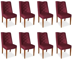 Kit 8 Cadeiras de Jantar Micheli Suede Bordo