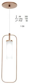 Pendente Wire Tubo Vidro 05X12X35Cm 01Xg9 - Old Artisan Pd-5593 (ROSE FOSCO)