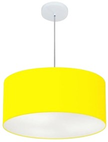 Lustre Pendente Cilíndrico Md-4100 Cúpula em Tecido 50x25cm Amarelo - Bivolt