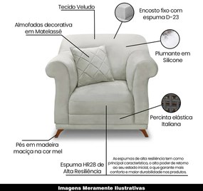 Kit 2 Poltronas Decorativas com 2 Almofadas Armstrong Veludo Prata G63 - Gran Belo