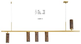 Pendente Hooder 120X05X33Cm Tubos Fixo Assimetricos Metal Aluminio 05X... (CAFÉ)