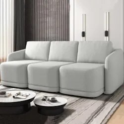 Sofá Cama Casal para Sala 306cm Polska Z08 Linho Cinza - Mpozenato