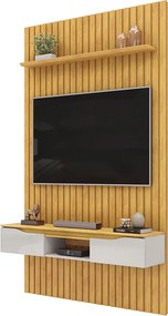 Painel Suspenso Ripado Seko TV 55" Portas Basculantes Borda Chanfrada Cedro/Bali G18 - Gran Belo