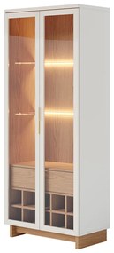 Cristaleira Adega 2 Portas 1 Gaveta Eduarda C04 - D'Rossi - Off White e Freijó