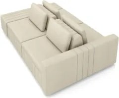 Sofá Ilha e Puff Sala Living 285cm Siesta M22 Linho Areia    - Mpozena