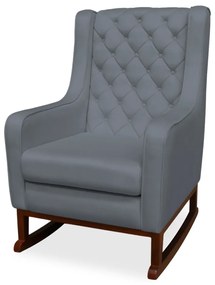 Kit Poltrona Amamentação Balanço Maju com Puff Flor Veludo - Cinza Grafite