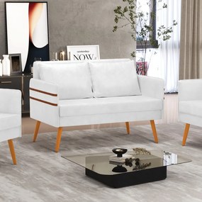 Namoradeira 02 Lugares Mari Corano Pés Palito Castanho - D'Rossi - Branco
