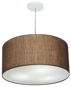 Lustre Pendente Cilíndrico Md-4220 Cúpula em Tecido 55x30cm Café - Bivolt