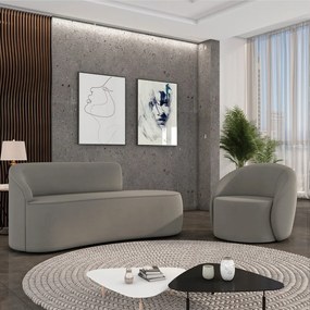 Sofá 2 Lugares Orgânico 140cm Morgan e Poltrona Lua Suede D03 - D'Rossi - Grafite