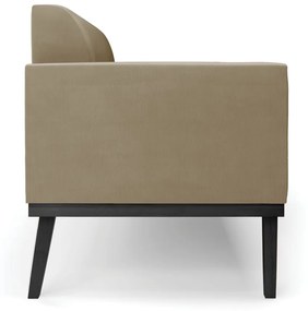 Sofá Namoradeira Base de Madeira Fixa Preto Marisa Suede  D03 - D'Rossi - Marrom Rato