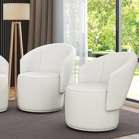 Poltrona Decorativa Orgânica Fixa para Sala Kit 2 Malu Bouclê M11 - D'Rossi - Off White