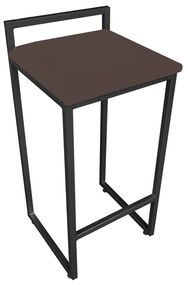 Banqueta Alta Lavínia Suede Marrom Base Preto D'Rossi