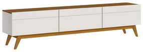 Rack Bancada 3 Gavetas 218cm Amy Off White/Freijó G29 - Gran Belo