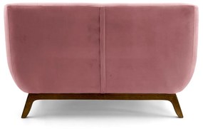 Sofá 2 Lugares Odeon D07 140cm Base Madeira Veludo Rosa - D'Rossi