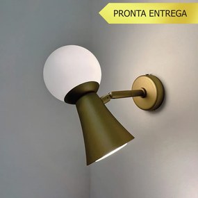 Arandela Cone 10X18,5X18,7 Aluminio E Globo Ø10Cm 01Xmr16 + 01Xg9 - Qi... (CHAMPANHE)