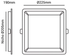Embutido Quadrado Recuado 22,5X22,5Cm Led 22W 3000K Bivolt - Preto / D...