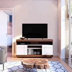 Rack Bancada para TV até 55 Polegadas 136cm Yara Nogueira Real/Off Whi