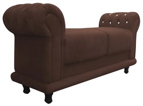 Recamier Barcelona Namoradeira Calçadeira Suede Marrom com strass D'Rossi