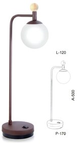 Abajur Detalhe Madeira 12X50X1714Cm Metal E Globo Ø10Cm 01Xg9 |Old Art... (BRANCO / DOURADO BRILHO, FOSCO (BRANCO))