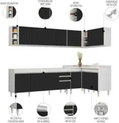 Armário de Cozinha Modulado de Canto 7 Peças CP34 Balcão sem Tampo Bra