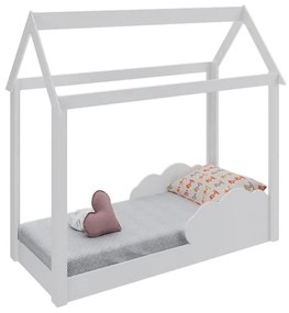 Cama Infantil com Nuvem Casinha Quarto Montessoriano Branco