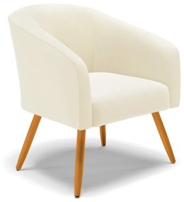 Poltrona Decorativa Pé Palito Castanho Stella Cotelê Int/Veludo D03 - D'Rossi - Off White