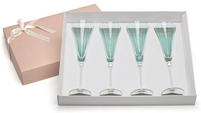 Jogo de 4 Taças de Cristal de Champagne Cielo 215ml c/ Caixa de Presente - Turquesa Turquesa