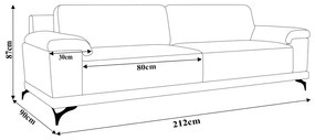 Sofá 212cm Decorativo Sala de Estar Agostino Couro Marrom G52 - Gran Belo