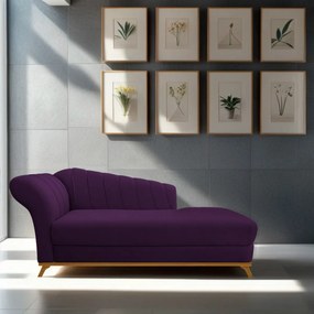 Recamier Vanessa 185cm Lado Direito Suede Roxo - ADJ Decor