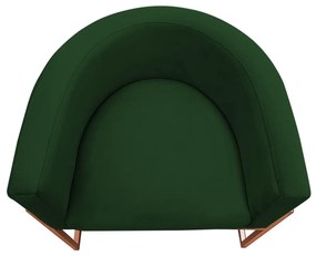 Poltrona Decorativa Base Metal Bronze Luna Veludo Verde - Sheep Estofados - Verde escuro
