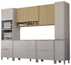 Armário Cozinha 6 Peças CP02 e Tampo Marina Cinammon/Freijó L01 - Mpoz