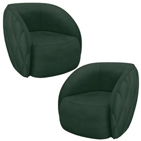 Kit 2 Poltronas Decorativas Clarke Veludo Verde G45 - Gran Belo