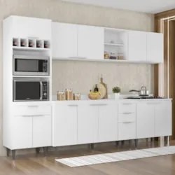 Armário de Cozinha Com Tampo CP05 290cm Pérola Branco Z34 - Mpozen