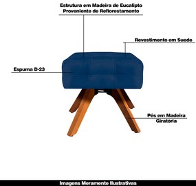 Puff Decorativo Base Giratória Karen Suede Azul Marinho G19 - Gran Belo
