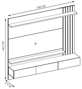 Home Painel Suspenso 180cm Ripado Railay Noce/Preto G73 - Gran Belo