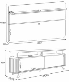 Conjunto Painel Curv para TV até 70 Polegadas e Bancada Alba Castanho/Off White G26 - Hb Móveis